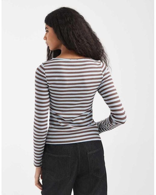 New Look Gray Stripe Button Through Cardigan