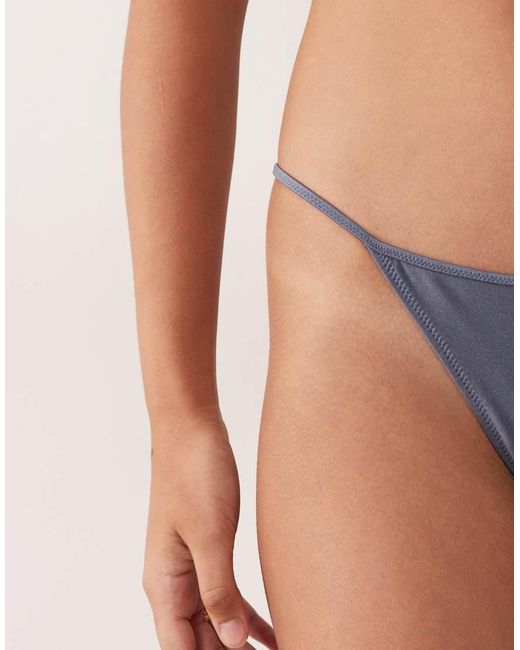 Mango Blue Bikini Bottom With Silver Hardwear Detailing