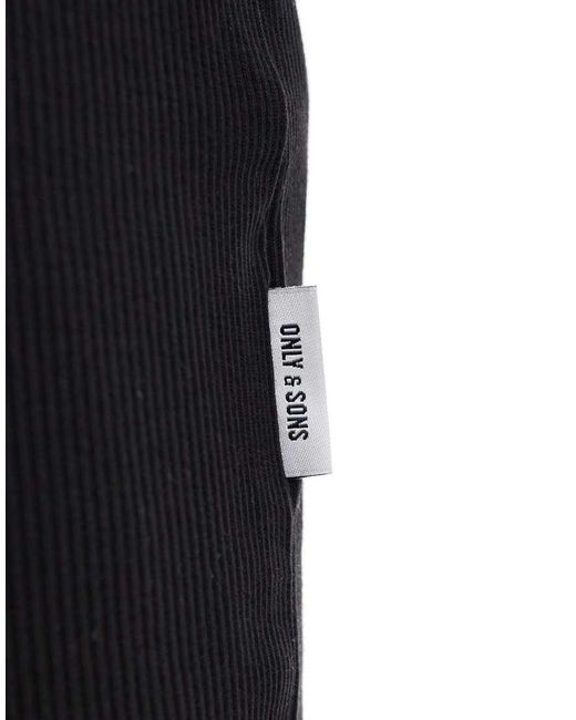 Only & Sons Black Ribbed Tank Top for men