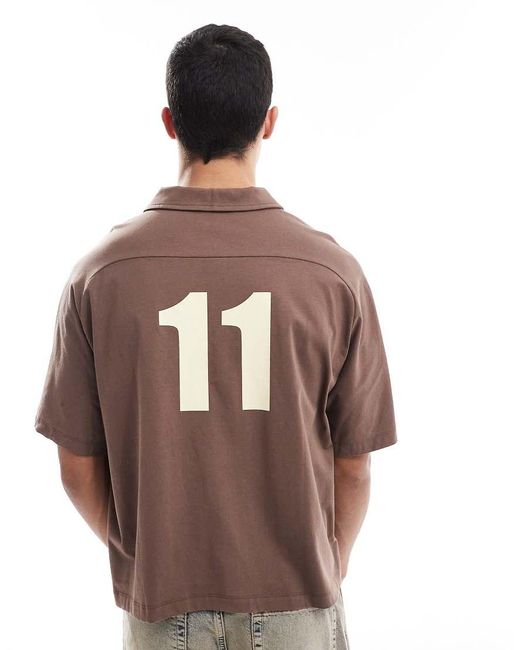 ASOS Recht Oversized Polo Met Print in het Brown voor heren