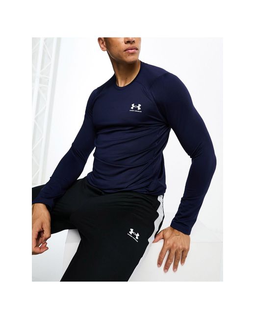 Under Armour Blue Cold Gear Armour Long Sleeve Fitted T-shirt for men