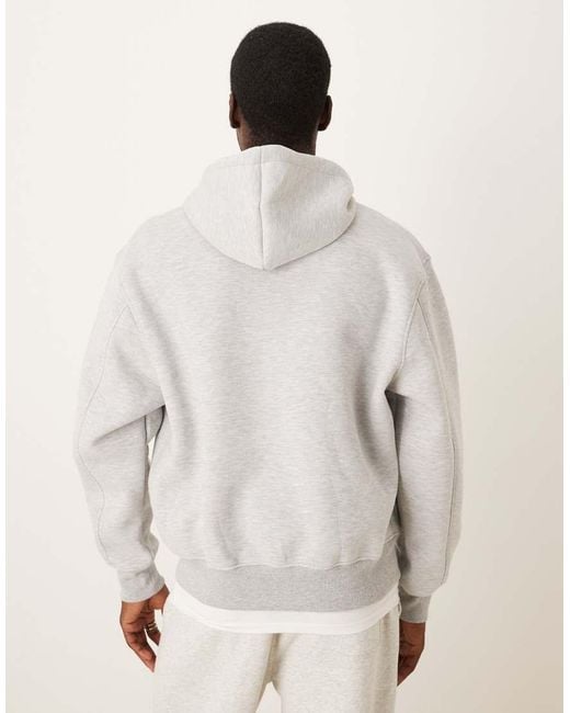 ASOS Natural Heavyweight Relaxed Boxy Zip Through Hoodie for men