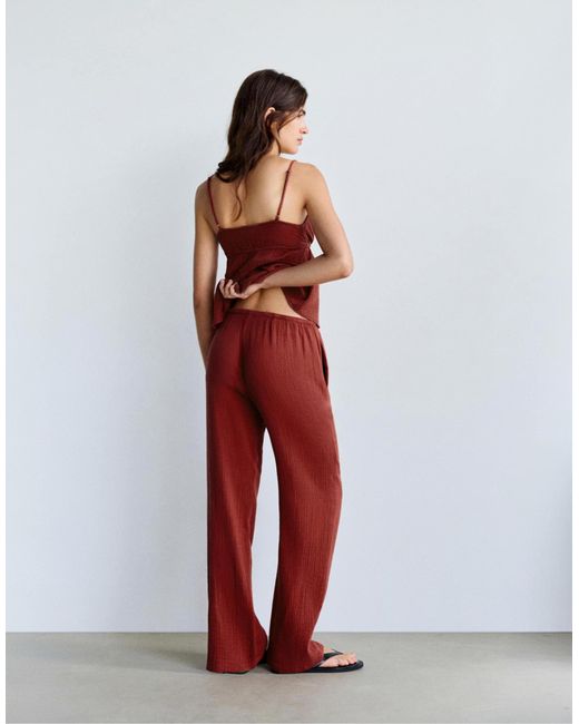 Pantalon fluide texturé - rouille Pull&Bear en coloris Red