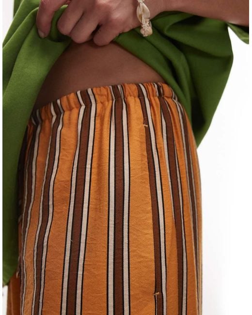 TOPSHOP Green Satin Straight Leg Pants