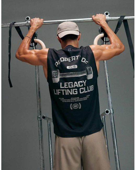4505 Gray Cotton Oversized Pump Training Tank With Back Graphic And Quick Dry Finish for men