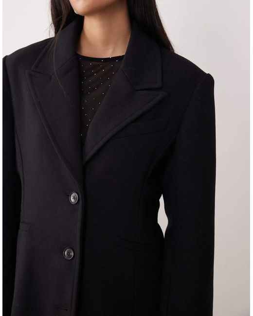Gina Tricot Black Single Breasted Button Maxi Coat