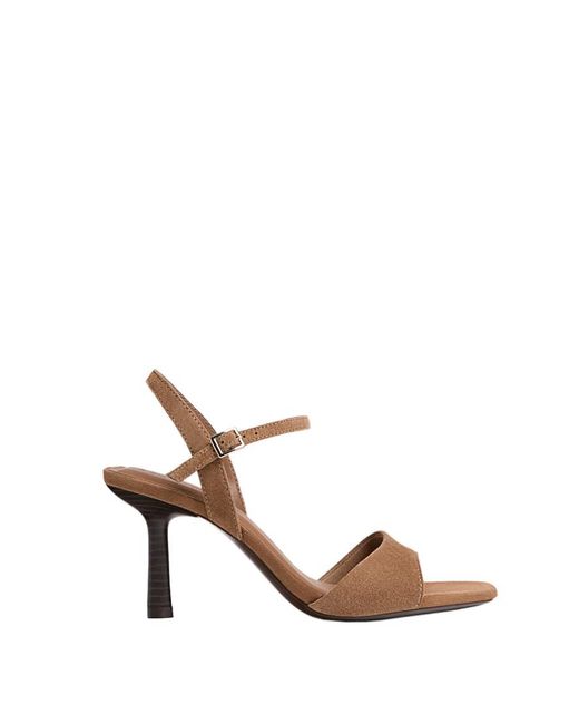 Stradivarius White Leather Heeled Sandals