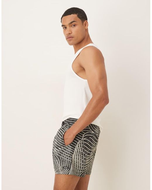 Calvin Klein Gray All Over Print Drawstring Swim Shorts for men