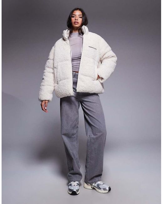 ASOS Gray Weekend Collective Padded Borg Coat
