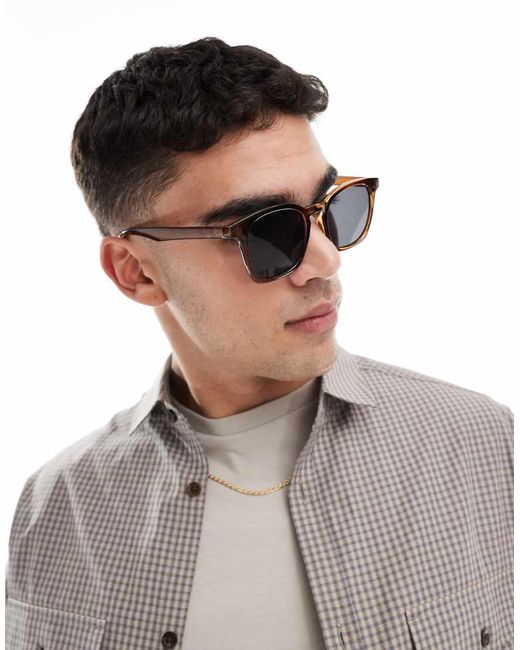 ASOS Ronde Retro Zonnebril Met Donkere Glazen in het Gray voor heren
