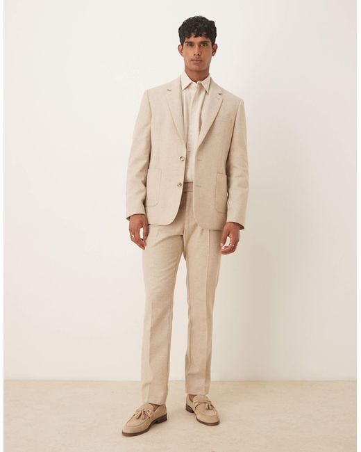 ASOS – schmal geschnittene anzugweste in Natural für Herren