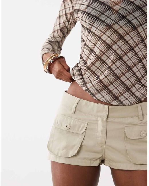 Motel Natural Nisbet Twill Mini Shorts