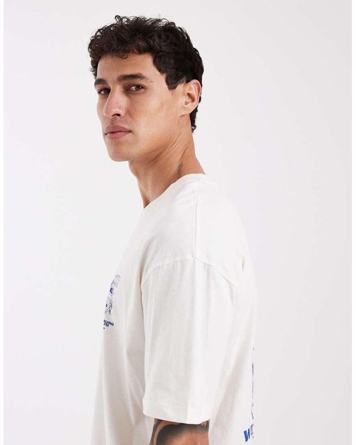 Jack & Jones White T-Shirt With Williamsburg Café Back Print for men