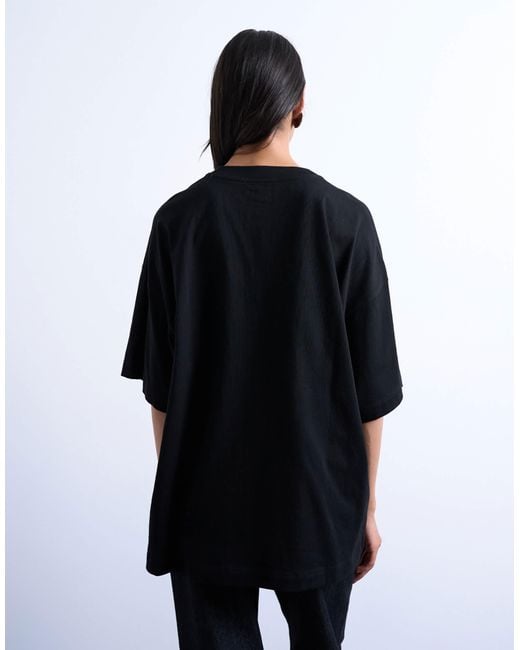 TOPSHOP Black Oversized Drop Shoulder Tee