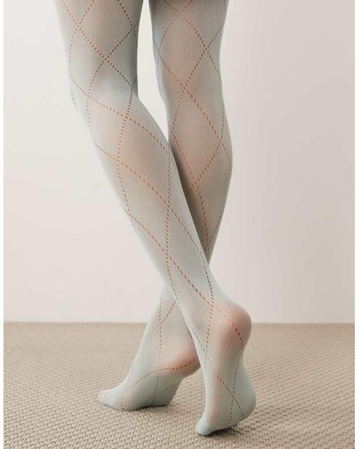 Kaiia Blue Exclusive Plaid Pattern Tights