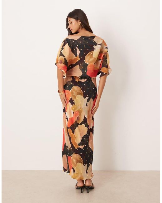 Never Fully Dressed Natural Tilly Off Shoulder Plisse Maxi Dress