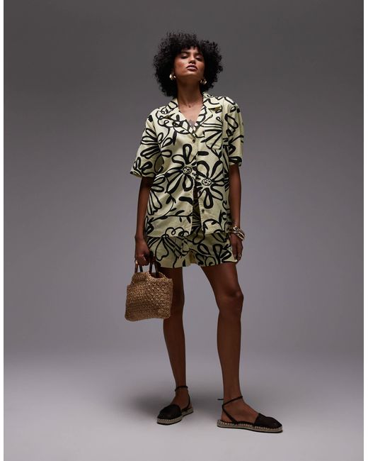 TOPSHOP Yellow Resort Shirt