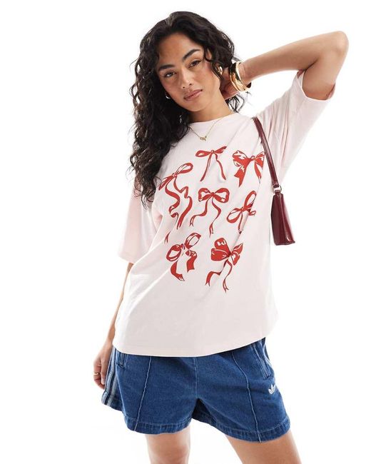 JJXX Oversized T-Shirt Met Rode Strik in het White