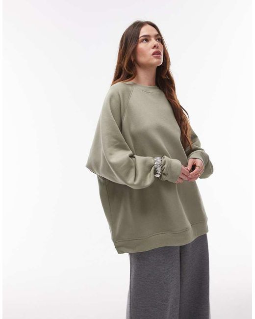 TOPSHOP Oversized Sweater Met Raglanmouwen in het Green