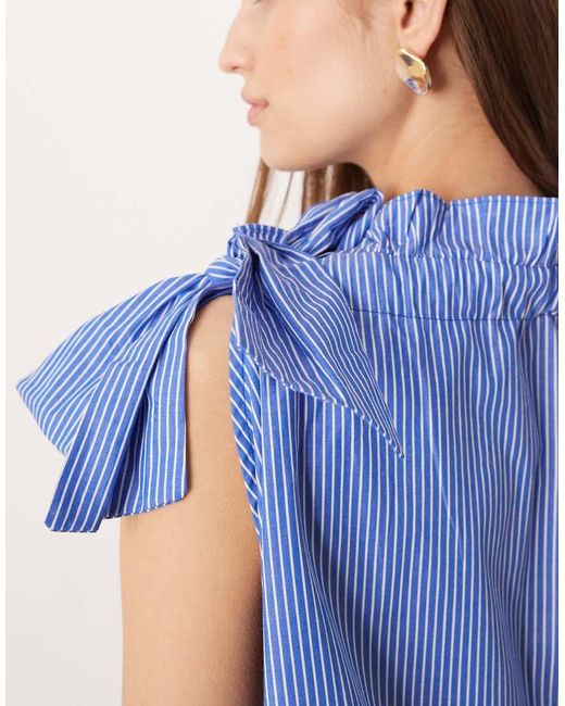 Glamorous Blue Ruffle Halterneck Smock Top