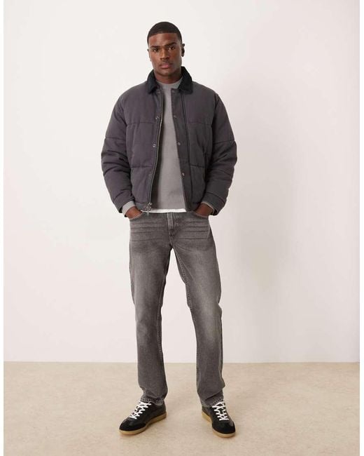 Abercrombie & Fitch Gray Washed Twill Puffer Jacket for men