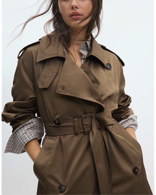 Stradivarius White Langer basic-trenchcoat
