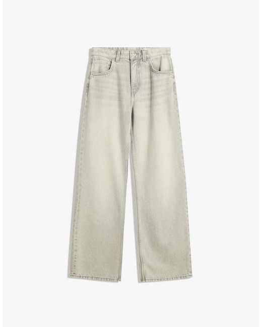 Bershka Gray Straight Wide-leg Jeans
