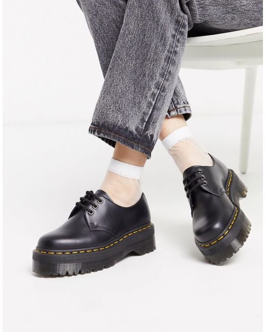 Dr. Martens Leather 1461 Quad Platform Shoes in Black - Save 53% - Lyst