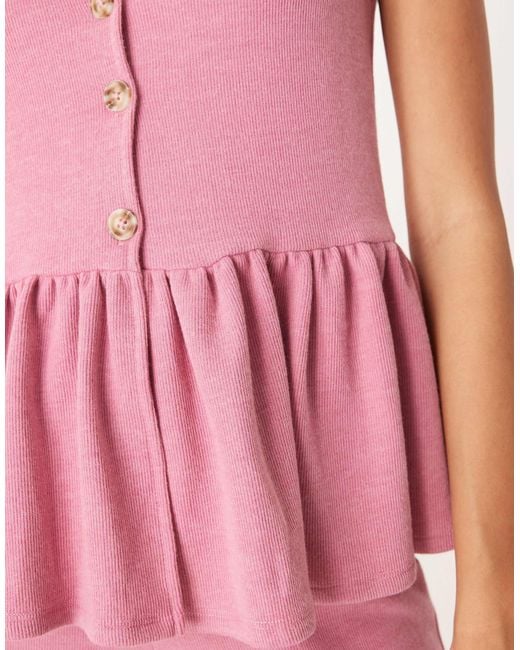 ASOS Pink Frill Hem Button Up Co-ord