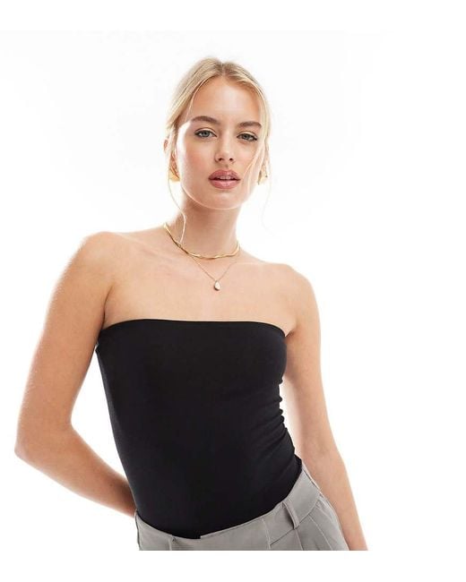 Threadbare Tall Jersey Bandeau Bodysuit in Black Lyst UK