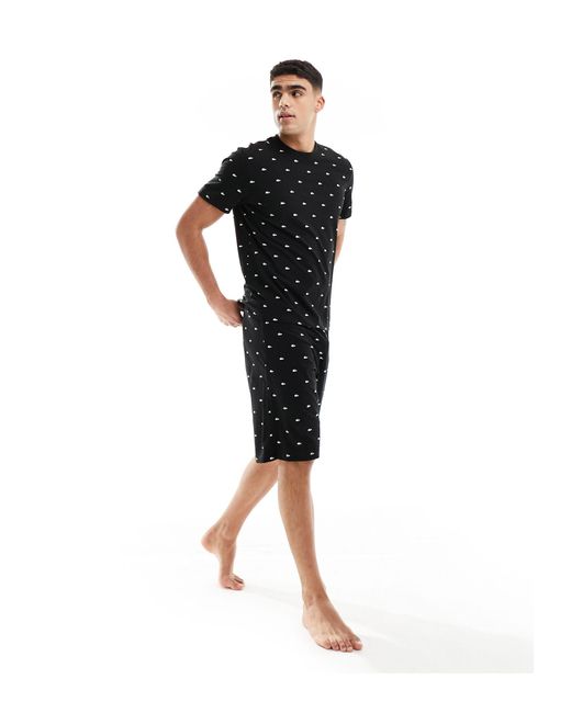 Pijama con diseño del logo en contraste Lacoste de hombre de color Black