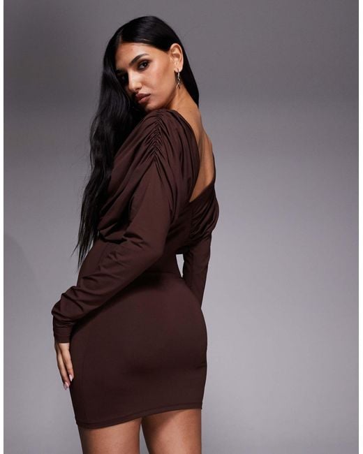 taupe mini dress Martinez Contrast Stitch Mini Dress- Taupe Large