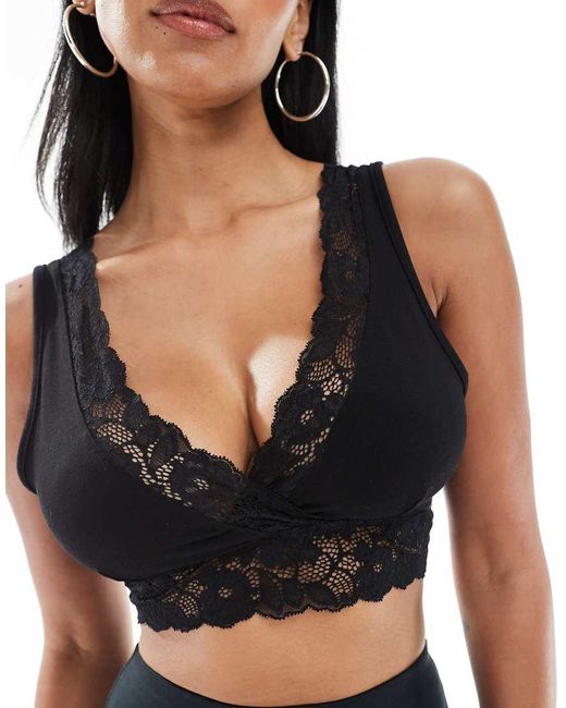 Bralette Sin Aros Con Diseño Para Lactancia De Encaje De Mamalicious Maternity Mama.licious de color Black