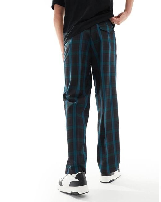 ASOS Blue Smart High Waist Wide Leg Trouser for men