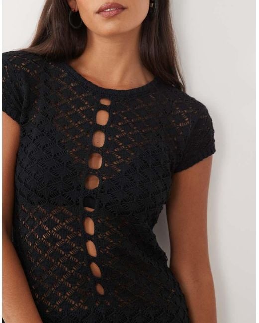 Motel Black Amila Sheer Knit Cut Out Dress