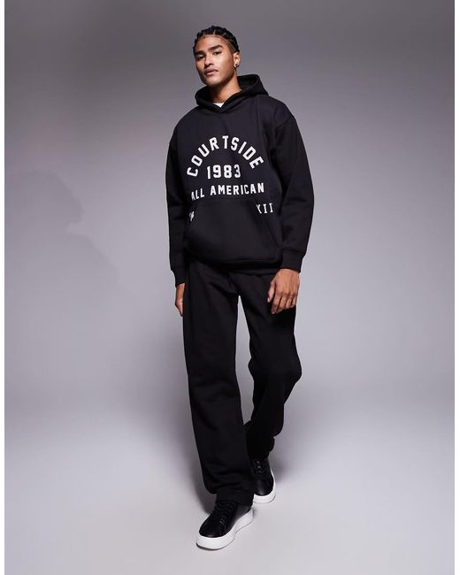 Courtside Blue Oversized Pullover Hoodie for men
