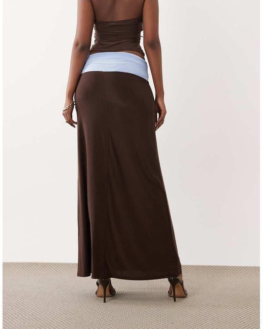 ASOS White Soft Touch Contrast Sash Waist Maxi Skirt Co-Ord