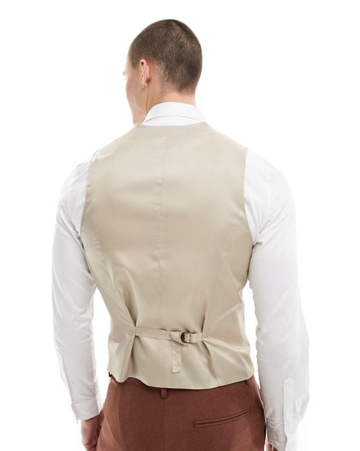 ASOS Brown Wedding Skinny Suit Waistcoat for men