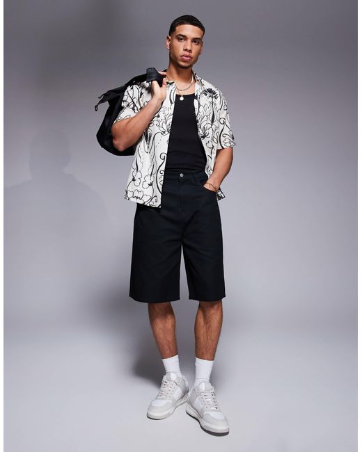 Bershka Gray Textured Printed Shirt for men