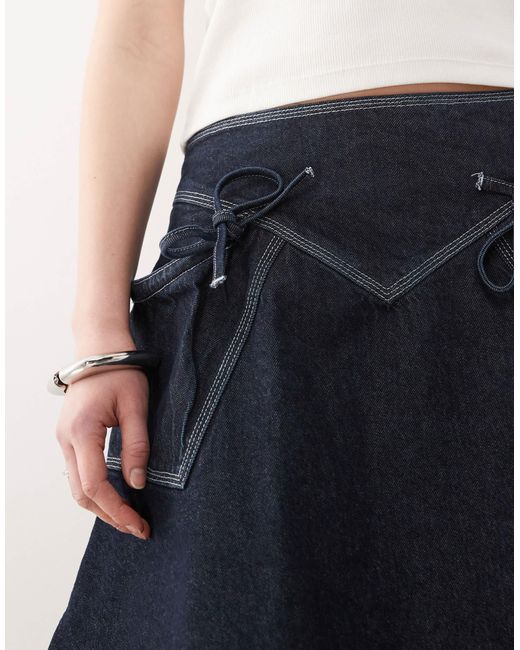 Collusion Red Bubble Hem Midi Skirt