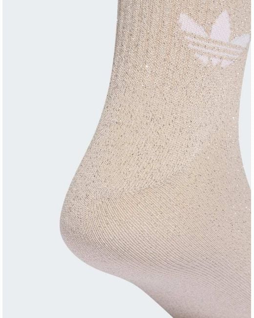 Adidas Originals Set Van 2 Paar Sokken Met 3-Stripes En Glitter in het Natural