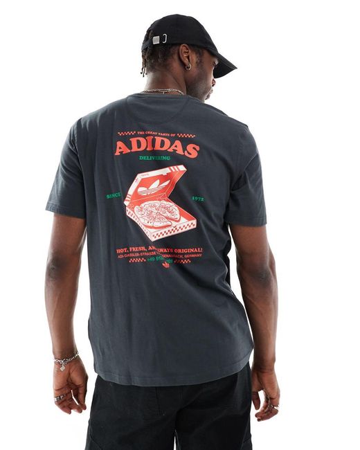 Adidas Originals Blue Pizza Graphic T-Shirt for men