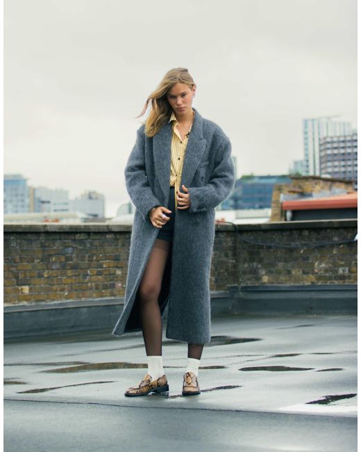 TOPSHOP Gray – angerauter, eleganter mantel aus hochwertigem wollmix
