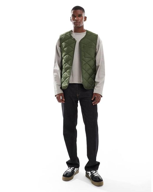 New Look Green Quilted Gilet for men