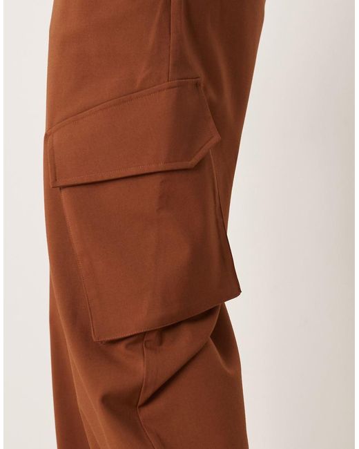 ASOS Elegante Utility Broek Met Wijde Ronde Pijpen in het Brown