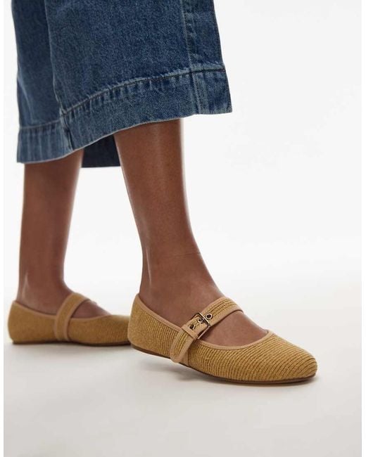 Mango Blue Woven Ballet Pump