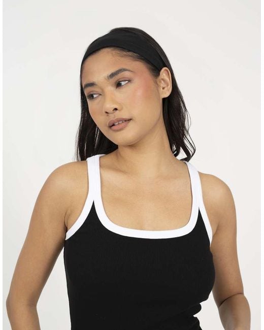 Brave Soul Black Cotton Jersey Contrast Piping Bodycon Mini Dress