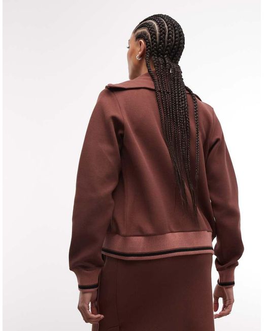 Rains Red 41040 Downtime Co-ord Knitted Logo Double Zip Track Top