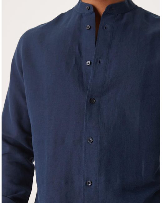 Mango – langärmliges leinenhemd in Blue für Herren