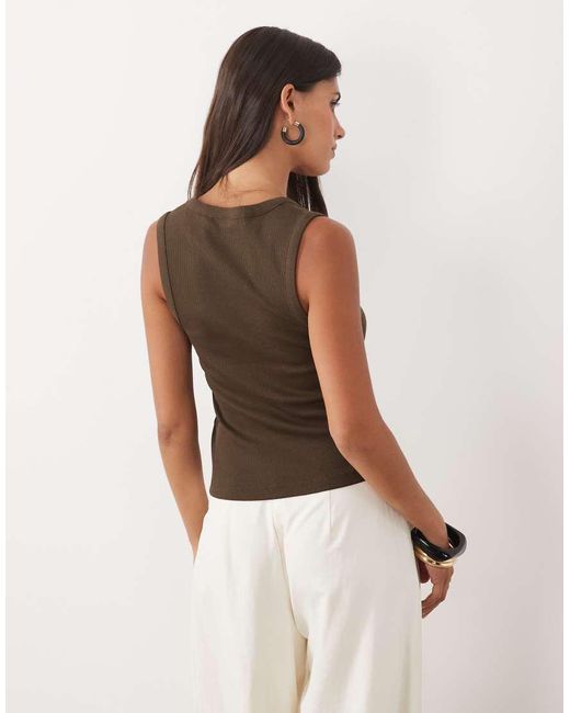 ASOS Brown Ribbed V Neck Vest